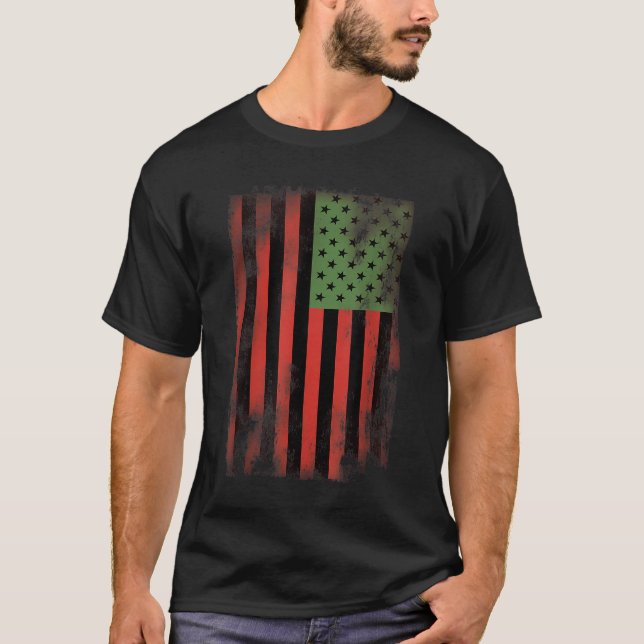 African American Pride Flag - Pan-African Green Re T-Shirt (Front)