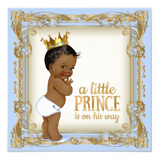 African American Prince Baby Shower Baby Blue Card | Zazzle.com