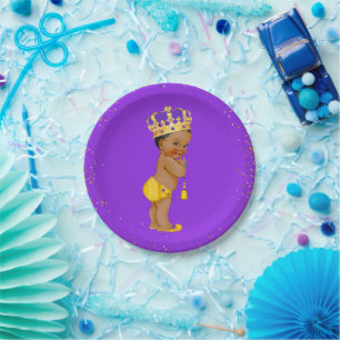 African American Prince Baby Shower/Birthday Party Paper Plates