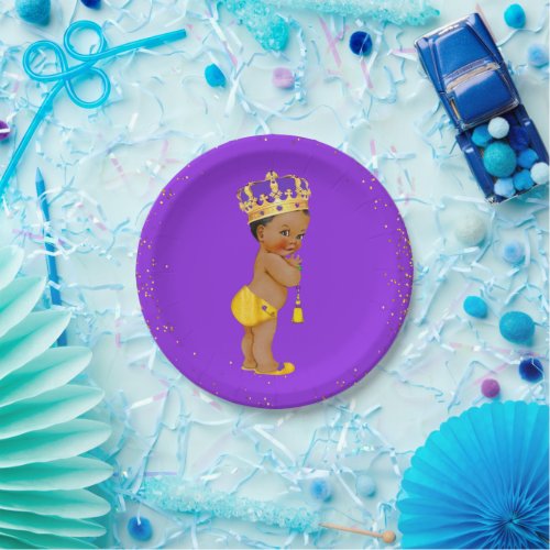 African American Prince Baby ShowerBirthday Party Paper Plates