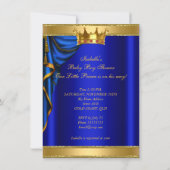 African American Prince Baby Shower Blue Gold Red Invitation (Back)