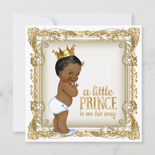 African American Prince Baby Shower Ethnic Boy Invitation