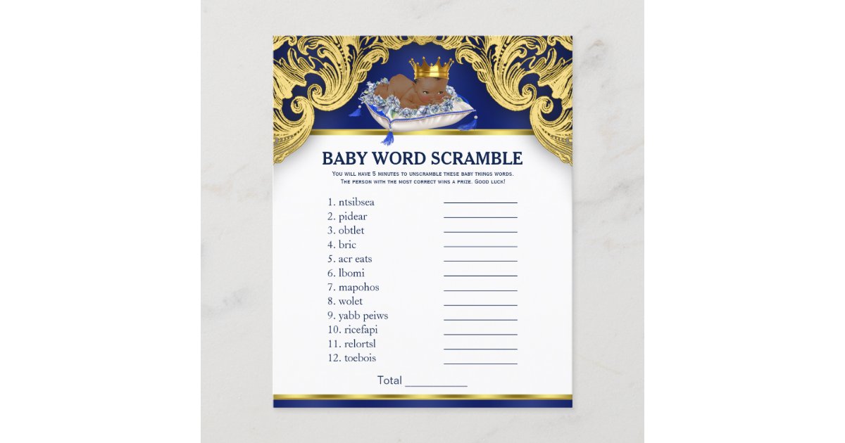 African American Prince Baby Shower Games | Zazzle
