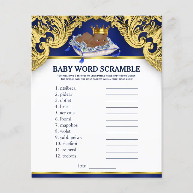 African American Prince Baby Shower Games | Zazzle