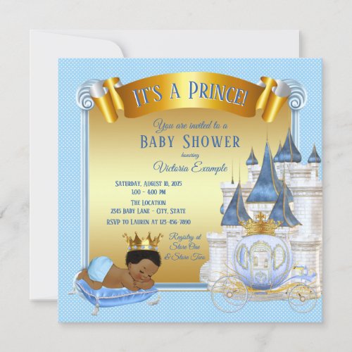 African American Prince Baby Shower Invitations