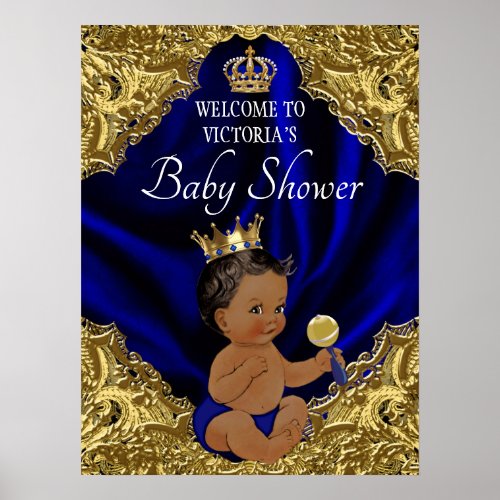 African American Prince Baby Shower Welcome Sign