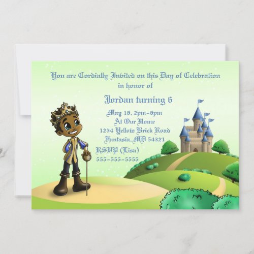 African American Prince Birthday Party Invitation