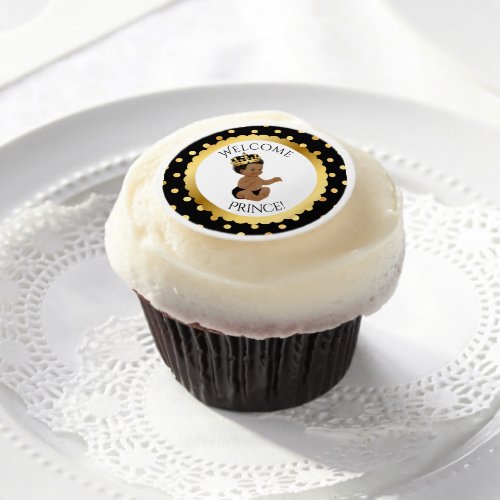 African American Prince Black  Gold Edible Frosting Rounds