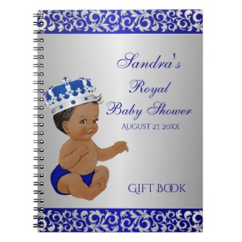 African American Prince Blue Silver Gift Guest Notebook by nawnibelles at Zazzle