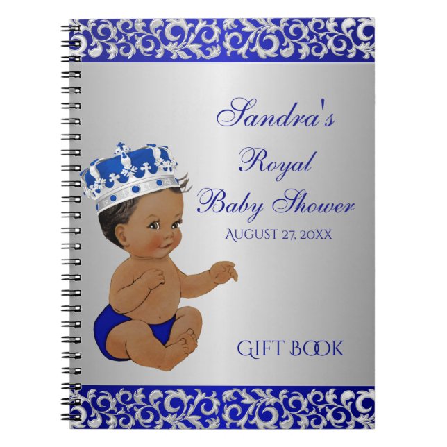 African American Prince Blue Silver Gift Guest Notebook (Front)