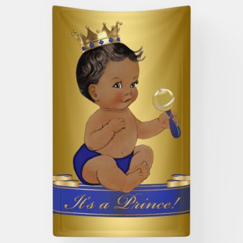 African American Prince Boy Baby Shower Banner by BabyCentral at Zazzle