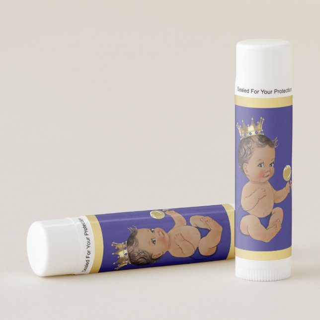 African American Prince Boy Baby Shower Lip Balm (Front)
