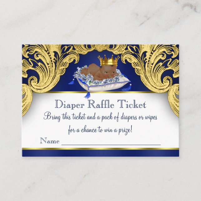 African American Prince Diaper Raffle Tickets Enclosure Card (Front)