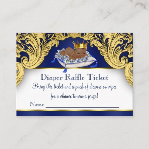 African American Prince Diaper Raffle Tickets Enclosure Card
