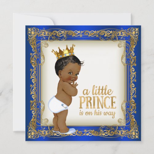 African American Prince Ethnic Boy Baby Shower Invitation