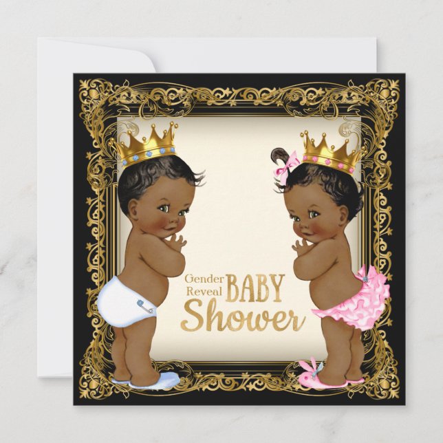 African American Prince Princess Gender Reveal Invitation (Front)