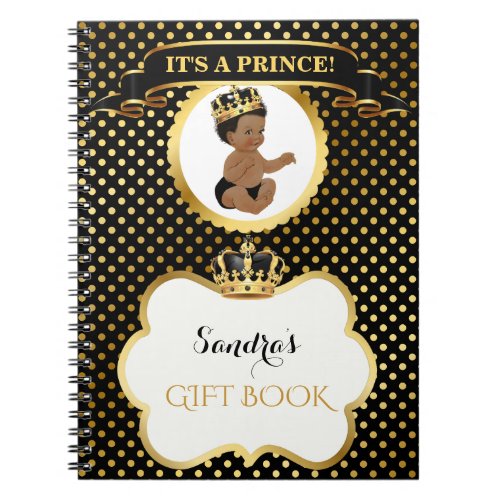 African American Prince Royal Black Gold Gift Notebook