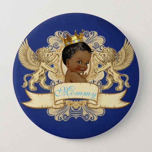 African American Prince Royal Blue and Gold Button