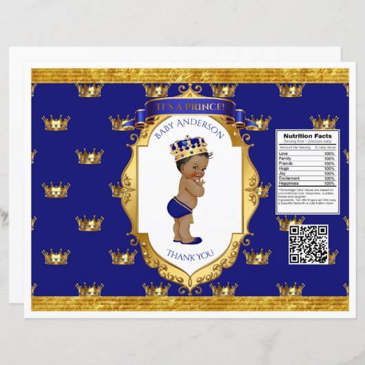 African American Prince Royal Blue Gold Chip Bag (Front/Back)