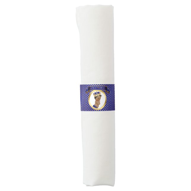 African American Prince Royal Blue Gold Crown Napkin Bands (Front)