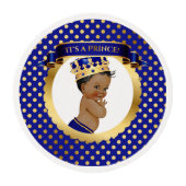 African American Prince Royal Blue Gold Edible Frosting Rounds (Front)