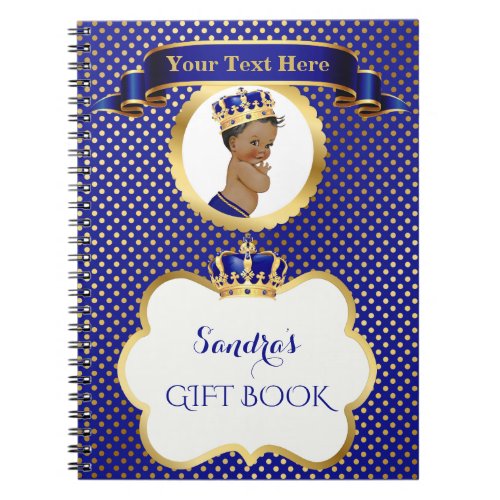 African American Prince Royal Blue Gold Gift Guest Notebook