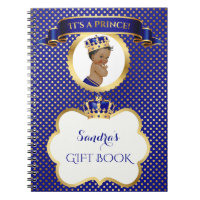 African American Prince Royal Blue Gold Gift Guest Notebook