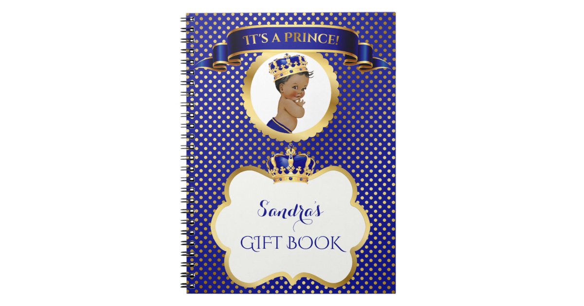 African American Prince Royal Blue Gold Gift Guest Notebook Zazzle