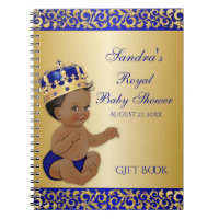 African American Prince Royal Blue Gold Gift Guest Notebook