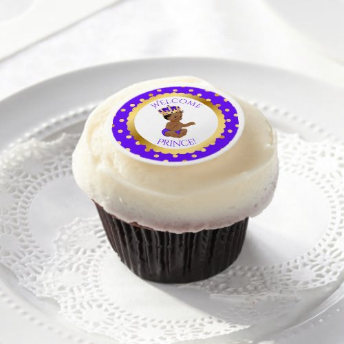 African American Prince Royal Purple Gold Edible Frosting Rounds