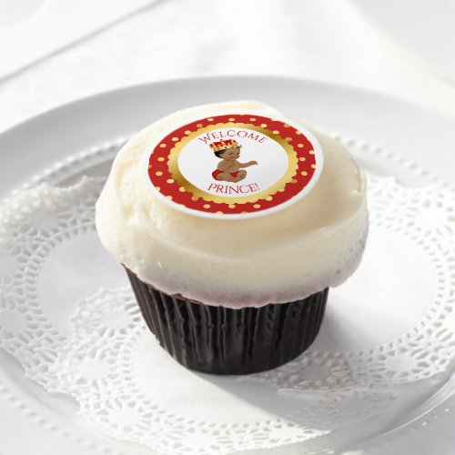 African American Prince Royal Red  Gold Edible Frosting Rounds