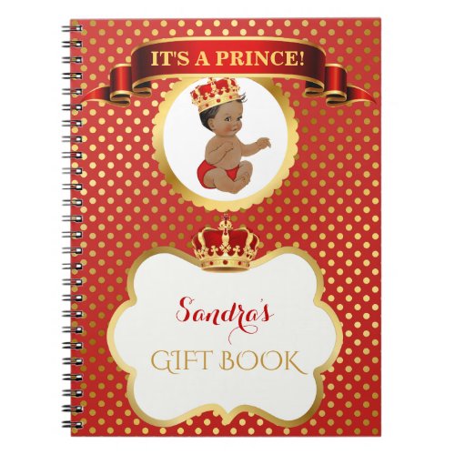 African American Prince Royal Red Gold Gift Notebook
