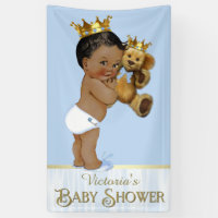 African American Prince Teddy Bear Baby Shower Banner