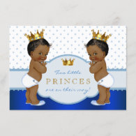 African American Prince Twin Boy Baby Shower Invitation