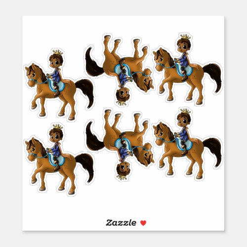 African American Princes and Horses Sticker