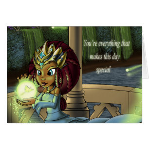 African American Princess and Lunar Moth Birthday Cards