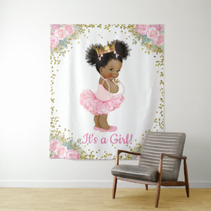 African American Princess Baby Shower Backdrop