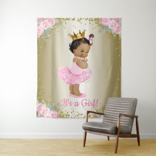 African American Princess Baby Shower Backdrop