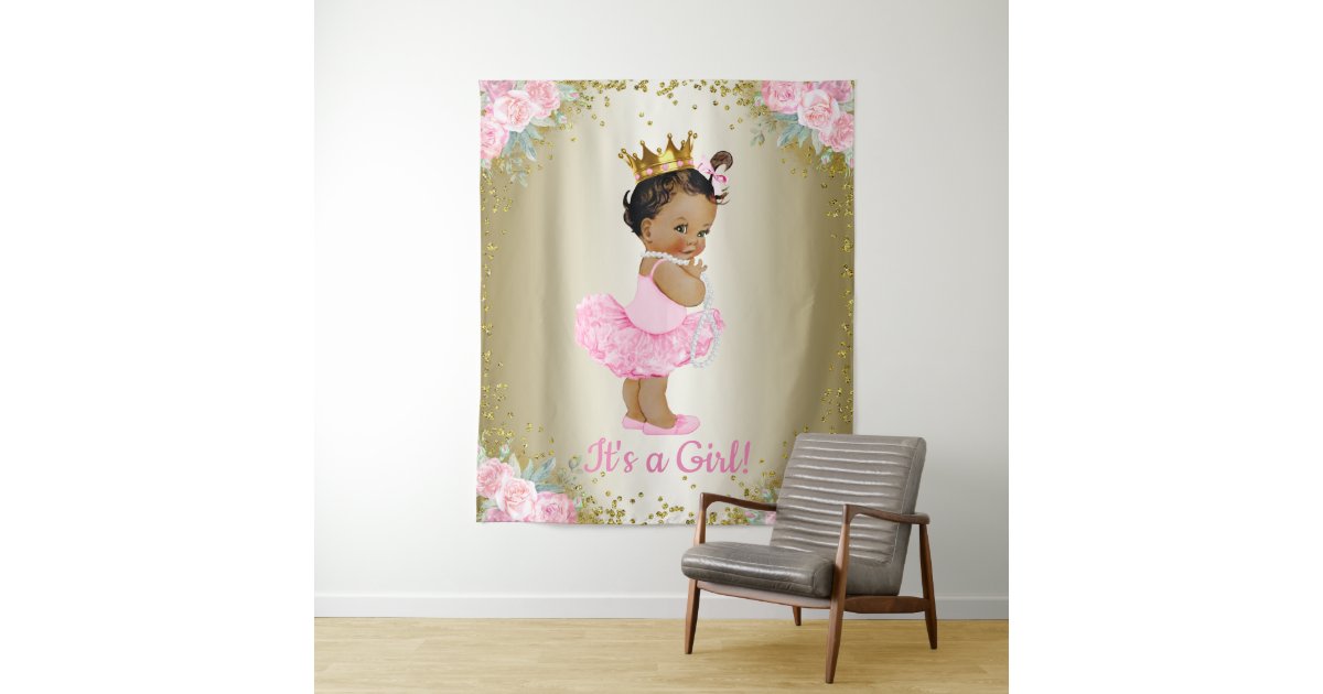 African American Princess Baby Shower Backdrop Zazzle Com