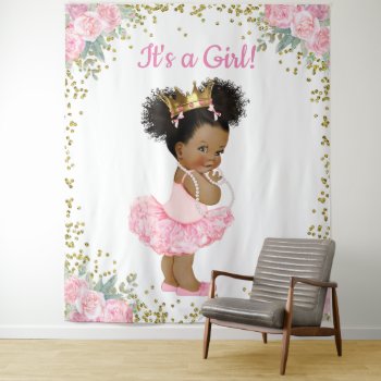 African American Princess Baby Shower Backdrop by The_Vintage_Boutique at Zazzle