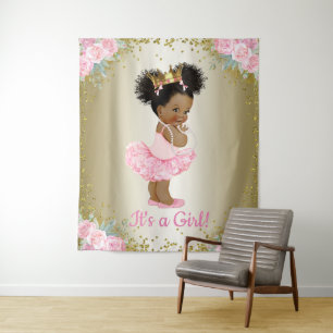 African American Princess Baby Shower Backdrop