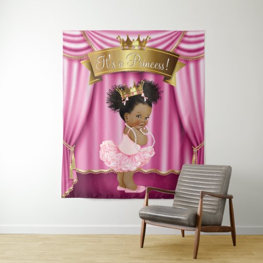 African American Princess Baby Shower Backdrop Zazzle Com