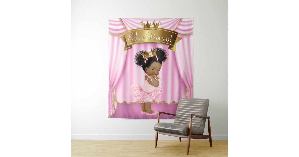African American Princess Baby Shower Backdrops Zazzle Com