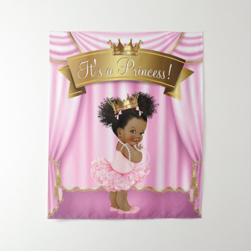 African American Princess Baby Shower Backdrops | Zazzle