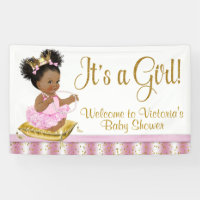 African American Princess Baby Shower Banners