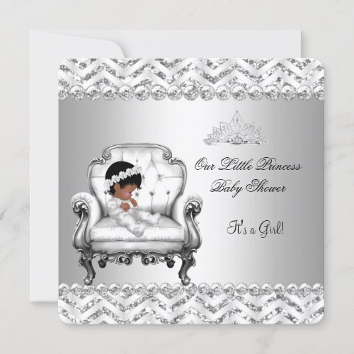 African American Princess Baby Shower Girl Chair 2 Invitation