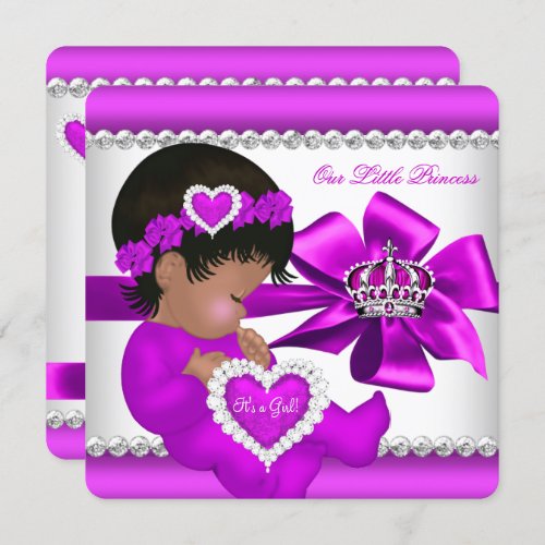 African American Princess Baby Shower Girl Pink Invitation