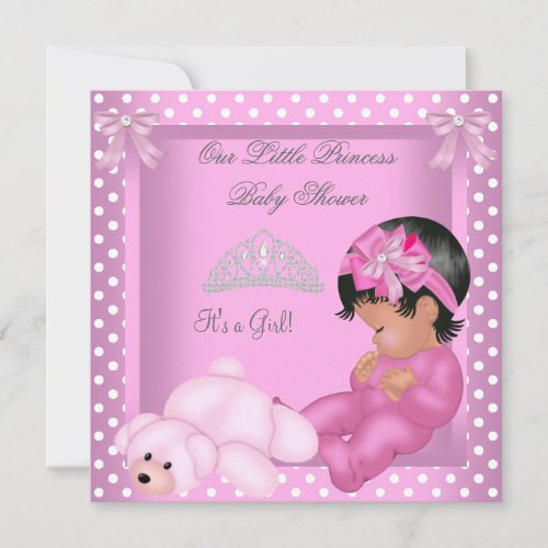 African American Princess Baby Shower Girl Pink Personalized Invites