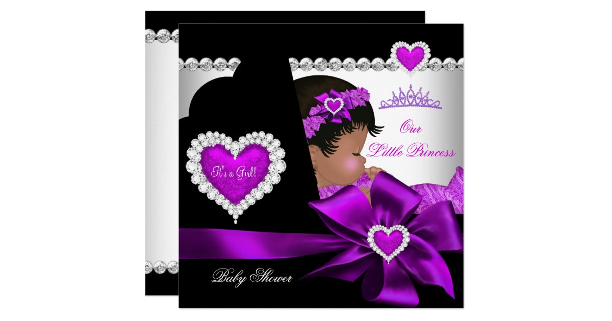 African American Princess Baby Shower Girl Purple