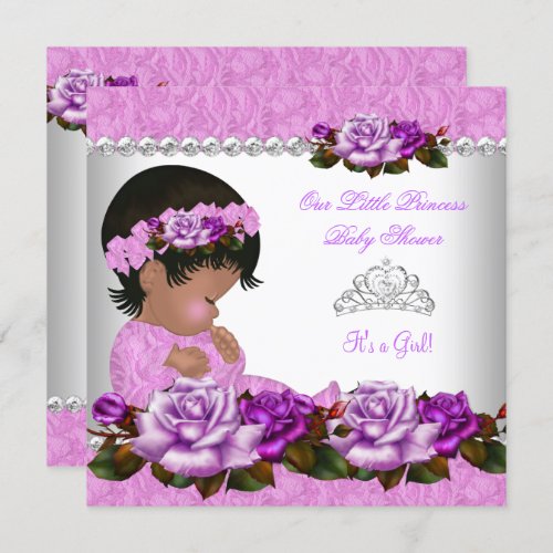 African American Princess Baby Shower Girl Rose 3a Invitation